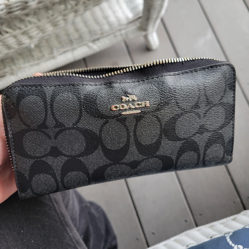 Black signature Coach zipper wallet